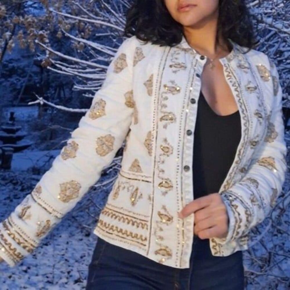 Kiko  Jacket Women's  Size M White 100 % Cotton Brand New Y2K #163